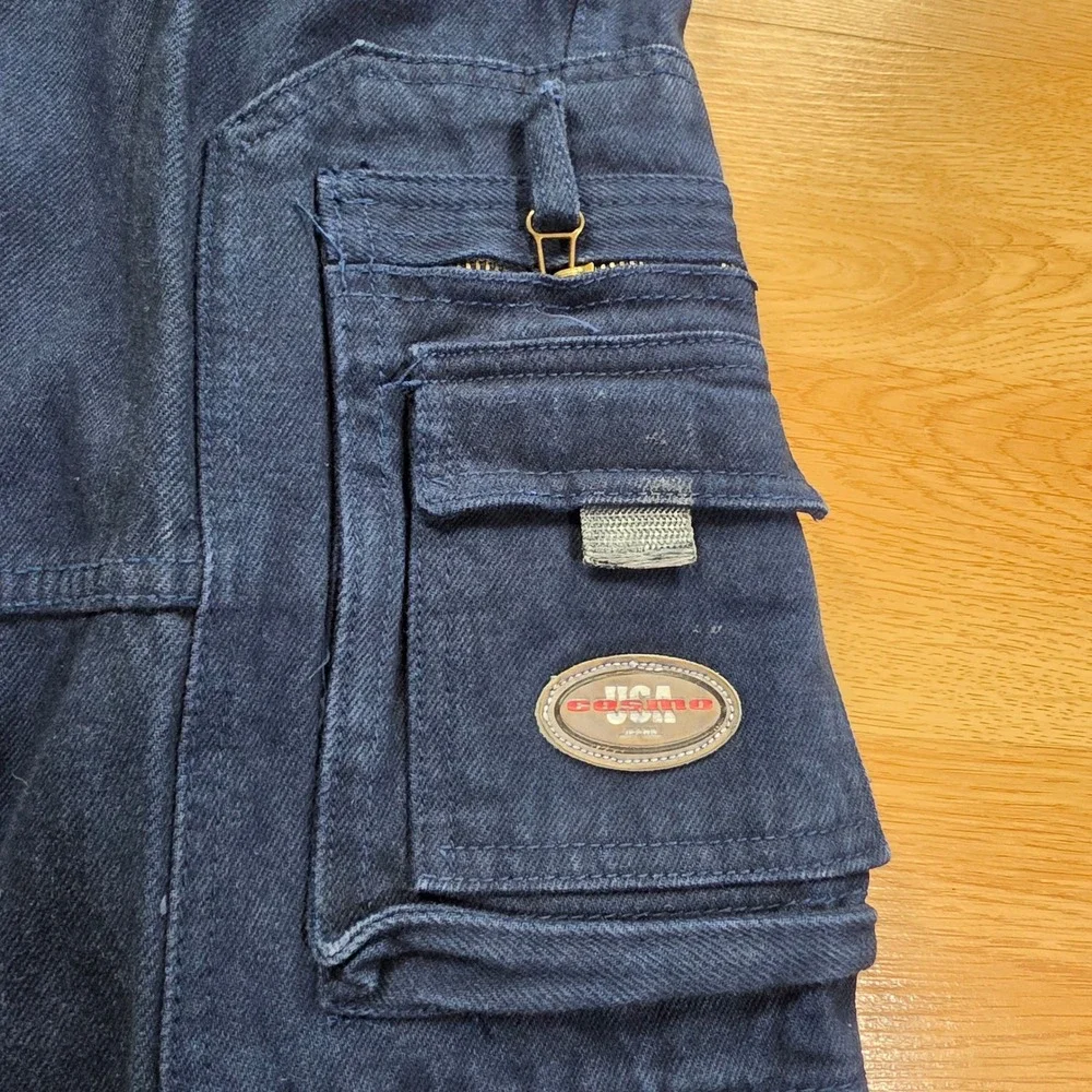 Cosmo Jeans Cargo Pants Boys 12 1030B Baggy Wide Leg Denim Indigo Blue NWT 90s